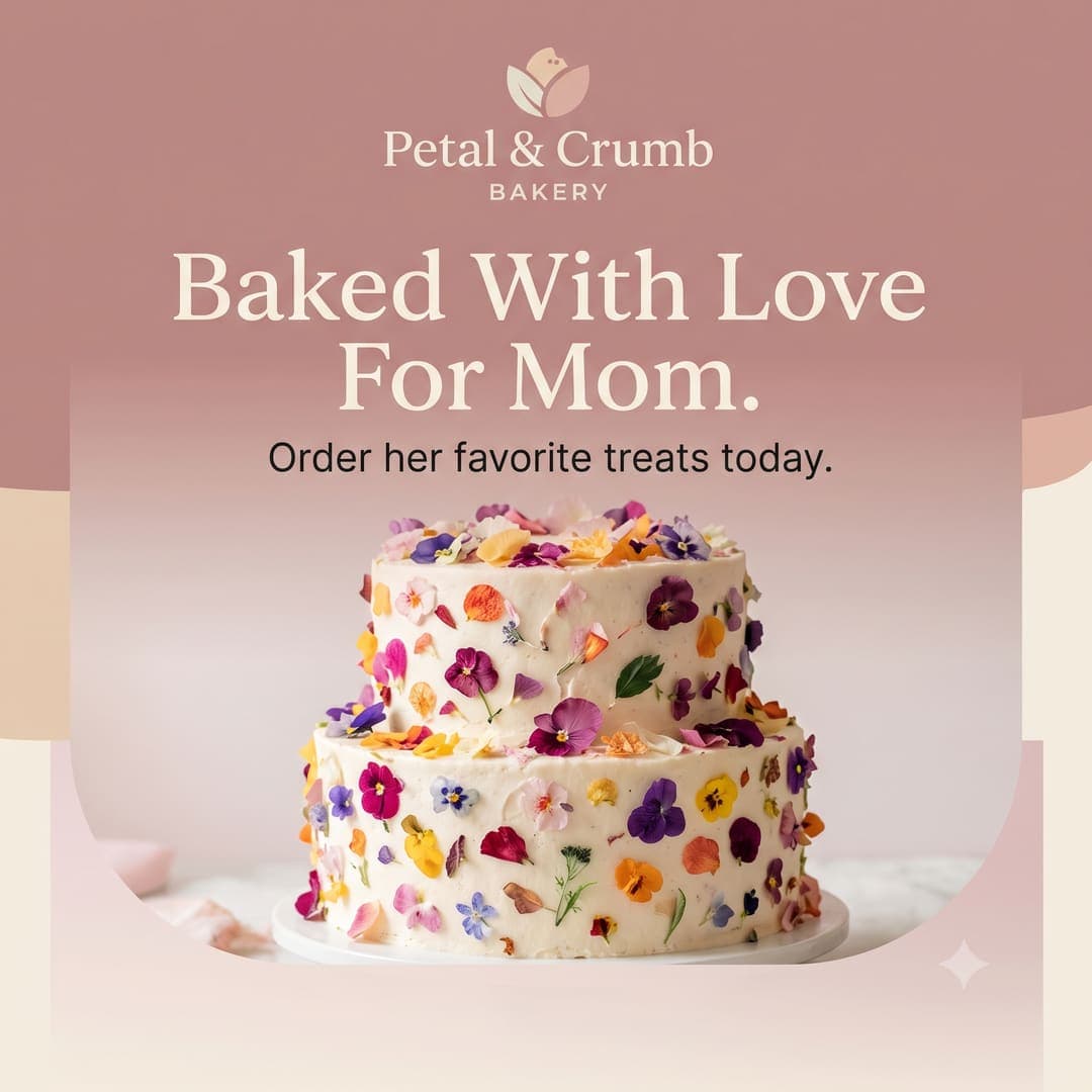 Mother's Day cake post for Petal & Crumb Bakery
